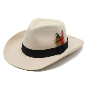 2023 New Arrival Cowboy <b>Hat</b> Decorated with Feather and Binding Ribbon Versatile <b>for</b> Casual Outdoor Party Travel - Product Image 4