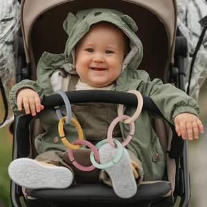 Sans BPA, vente en gros, jouet, soulagement des dents de bébé, Bracelet doux biologique, jouet, anneaux, Clip, <span class=keywords><strong>anneau</strong></span> de liaison en Silicone - Product Image 2