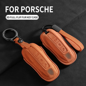 Housse de clé de voiture en cuir de luxe résistante aux rayures pour Macan Cayenne 718 <span class=keywords><strong>Panamera</strong></span> 911 Taycan, élégante et avant-gardiste - Product Image 2