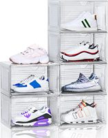 Lot de 10 boîtes à chaussures empilables grand organisateur de stockage de baskets côté goutte taille américaine 13 épais amélioré robuste boîte de rangement de chaussures conteneur