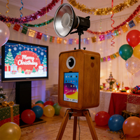 Photobooth en bois de chêne rouge 12,9 pouces avec support d'imprimante, coque de photobooth vintage DSLR pour fêtes et événements avec flight case