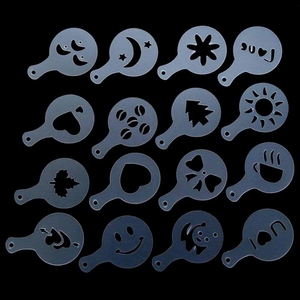 Set di stencil per caffè 16 pezzi strumenti da disegno modello modello di stampante per caffè fantasia stampo in plastica per caffè da cucina - Product Image 2