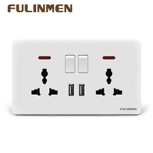 FULINMEN Wholesale Dual USB Charger Power Wall White Socket Multifunctional 3 Pin 6 Pin