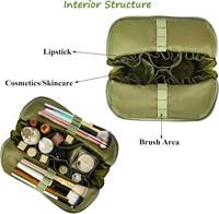 Trousse de Maquillage de Voyage pour Femmes, Sac Cosmétique Imperméable Autoportant avec Supports pour Pinceaux, Conception Pliable pour Soins de la Peau