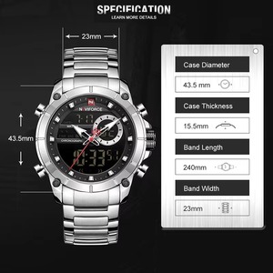 Montre Homme à Double Affichage Drioshipping, Fabricant de Montres en Acier Inoxydable avec Affichage de la Semaine, Montre-Bracelet à Quartz pour Homme - Product Image 3