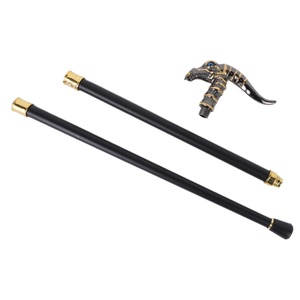 Canne de marche avec poignée en forme de chèvre démoniaque dorée et noire, canne de marche rétro pour costume de gentleman, cadeau de collection pour Halloween - Product Image 4