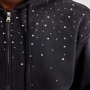 Survêtement d'hiver décontracté pour homme, coupe-vent, à capuche, avec strass, couleur personnalisée OEM, 100 % coton, style streetwear - Product Image 4