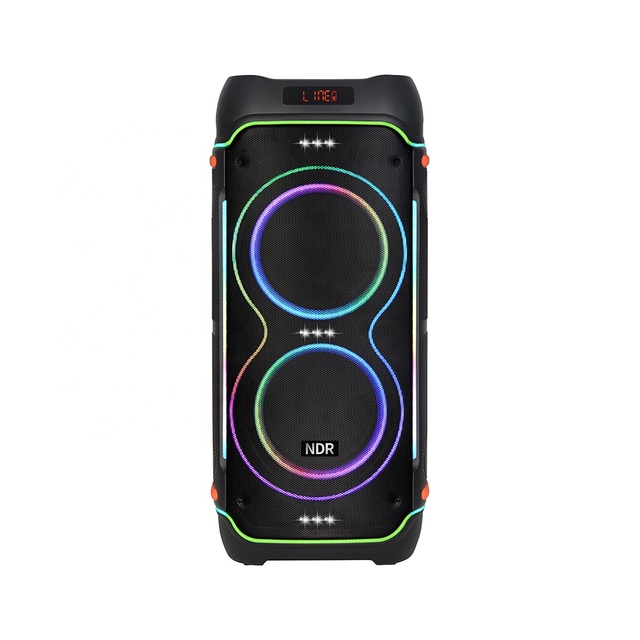 Rhythm Fashion Light Party Speaker Dual 8 Inch Big Power ultra Bass 80W Power Hifi Stereo BT Speaker NDR-1808