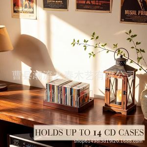 Soporte de madera para CD/DVD, estante con compartimentos de acrílico, estante de almacenamiento para discos de PS5, estante para discos de vinilo - Product Image 3