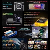 Ponsel Tangguh Blackview BV8200 Baru Original Layar 6.5 inci 120Hz Helio G100 12GB 256GB NFC Senter Android 14
