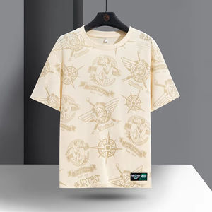 2025 t-shirt da uomo alla moda in velluto a maniche corte stile formale per la parte superiore del corpo sottile stampata per coppie giovanili primavera estate - Product Image 5