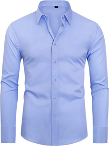 Chemise de costume pour homme respirante à manches longues, couleur naturelle, boutons, coupe ajustée, style business décontracté, avec embellissements en strass - Product Image 3