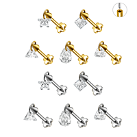 Vente en gros de Piercings Labret à enfiler en Titane G23 ASTM F136, motif fleur à dos plat, clous d'oreille tendance, bijoux de lèvre délicats