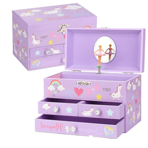 Caja de Música de Lujo con Diseño de Unicornio de 6 Pulgadas, Estilo de Dibujos Animados, Caja de Música Mecánica con Cajón, Almacenamiento de Joyas para Niños, Regalo para Navidad o Cumpleaños - Product Image 1