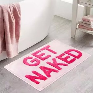 Alfombra de <span class=keywords><strong>Baño</strong></span> Divertida y Bonita FIGOO-Naked, Alfombra Suave y Esponjosa con Diseño de Arcoíris Azul, Decoración para Ducha, Alfombra Lavable Antideslizante con Diseño de 'Get Naked' - Product Image 6