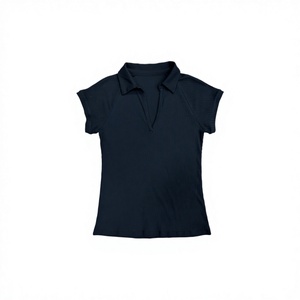 Camiseta de algodón de manga corta para <span class=keywords><strong>mujer</strong></span>, corte ajustado, tejido acanalado, color liso, cuello en V, informal, básica de verano, teñido liso - Product Image 2