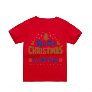 T-shirt personnalisé <span class=keywords><strong>pour</strong></span> enfants 100% coton peigné garçon enfants bambins filles top t-shirts à manches courtes t-shirt de Noël - Product Image 2
