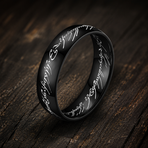 Bague gravée en écriture elfique, inspirée du <span class=keywords><strong>Seigneur</strong></span> <span class=keywords><strong>des</strong></span> <span class=keywords><strong>Anneaux</strong></span>, or, argent, bleu, noir, bijoux fantastiques, cadeau - Product Image 6