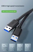 Câble de données USB 3.0 A mâle-mâle en cuivre avec gaine en nylon et blindage tressé, charge rapide 5A pour téléviseurs et appareils Android