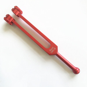 Aluminum alloy 194.18 tuning fork, Root 194.18 red tuning fork handle with metal <b>ball</b>, includes cloth cover and tuning hammer. - Product Image 3