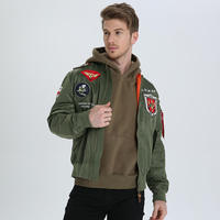 US NAVY TOP GUN Piloten-Flug-Denim-Jacke mit Kapuze, Frühling, Casual, Dünne Bomberjacke, OEM