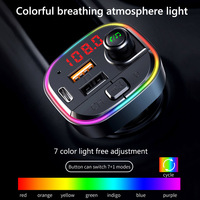 Transmetteur FM Bluetooth pour voiture EQ Colorful Lights Mp3, chargeur QC3.0 PD, lecteur MP3 pour voiture, kit voiture Bluetooth
