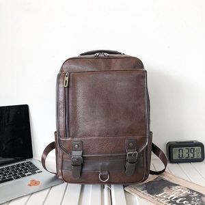 Mochila para Portátil de PU Vintage Impermeable, Mochila de Negocios Multifuncional de Gran Capacidad, Mochila Casual Retro con Logotipo - Product Image 2