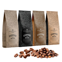 Sachets d'emballage pour grains de café avec valve, impression personnalisée et soufflet latéral sur mesure
