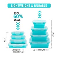 Contenants à lunch pliables en silicone, ensemble de bols pliables - Grande capacité, contenants de stockage alimentaire portables pour le camping, couvercles à clipser