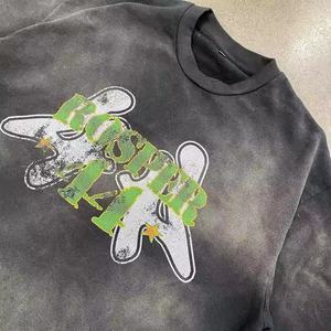 Camiseta de Hombre 100% Algodón Tejido, Estilo Vintage, Oversize, Lavado Ácido, Desgastada, con Logotipo Personalizado, Impresión Digital de Verano, Secado Rápido - Product Image 2