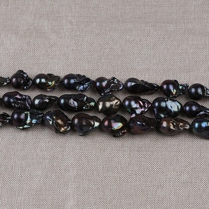 Chuỗi Ngọc Trai Lửa Không Đều Màu Đen Nước Ngọt Tự Nhiên, Quả Cầu Lửa Cỡ Lớn 16-17Mm, Trang Sức Ngọc Trai Baroque - Product Image 5