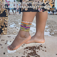 Chaînes de corps et chevillères multicolores en perles élastiques en plastique style bohème pour bijoux de fête féminins