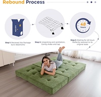 MAXYOYO Matelas de canapé-lit pliable en trois parties de 6 pouces |   Matelas d'appoint portable en chenille tuftée, mousse haute densité, taille double, pour le camping