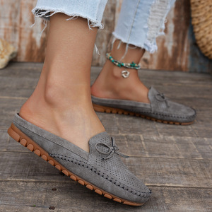 <span class=keywords><strong>Mocasines</strong></span> Perforados con Lazo Decorativo, Zapatos Casuales de <span class=keywords><strong>Mujer</strong></span> sin Talón de Cuero PU Transpirable, Venta al por Mayor de Fábrica Personalizada - Product Image 5