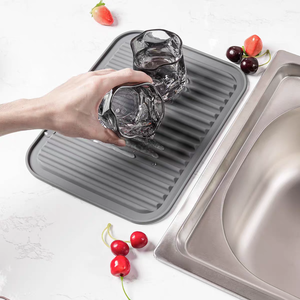Tapete de Silicona para Escurrir Platos, Resistente al Calor, de Secado Rápido, Color Gris Azulado, para Cocina - Product Image 6