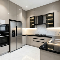 Set Kabinet Dapur Modern Ramah Lingkungan CBMmart dengan Meja Dapur dan Keran, Siap Rakit, Dapur Modular Kecil untuk Penggunaan di Rumah