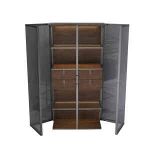 מודרני מותאם אישית מבריק גבוהה צבוע אלומיניום סגסוגת זכוכית ארון עבור וילה בית מלון חדר שינה ובית שימוש סלון - Product Image 1