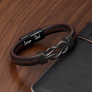 Pulsera de cuero personalizada para hombre, cierre de acero inoxidable, grabado con la inscripción Love You Dad, regalo de joyería, origen Yiwu YM 0431 - Product Image 1