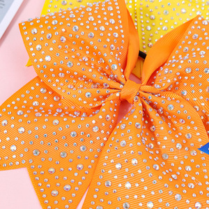 Fiocco per Cheerleading in Nastro Grosgrain con Strass Scintillanti, Accessorio per Capelli da Ragazza - Product Image 3