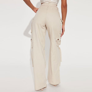 شعار مخصص تصنيع المعدات الأصلية جيب ارتفاع الخصر الشارع الشهير فضفاض الدنيم السيدات المظلة طويلة بنطلون البضائع للنساء الجينز السراويل - Product Image 6