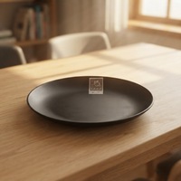 Prix de gros assiettes soucoupes à pizza rondes noires en mélamine de 7 pouces