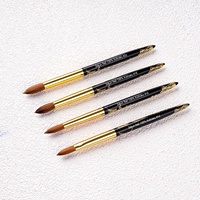 Pinceaux à ongles en métal Dragon, taille américaine, personnalisés, 100% Kolinsky, ovales, à poils bouclés, pour acrylique # 10 # 12 # 14 # 16 # 18