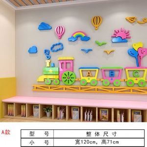 Adhesivo de Pared Acrílico 3D de Tren de Dibujos Animados, Colorido, Económico y de Alta Calidad, para la Habitación de Niños, Decoración de Pared de Escuela - Product Image 6