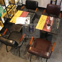 Fabrik Großhandel Retro Industrie Fast Food Lieferanten Möbel Moderne Holz Cafe Restaurant Tisch und Stühle Set