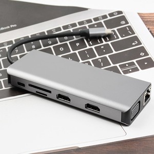 <b>Type</b> <b>C</b> Hub 12 In 1 Dual <b>HDMI</b> 4K Display USB Hub Laptop Gigabit Ethernet Adapter - Product Image 2