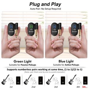 A14 Có Thể Sạc Lại Xoay Cắm Âm Thanh Guitar Điện Bass Violin Không Dây <span class=keywords><strong>Transmitter</strong></span> Receiver Nói Chung Âm Nhạc Pickup Tuner Kim Loại - Product Image 4
