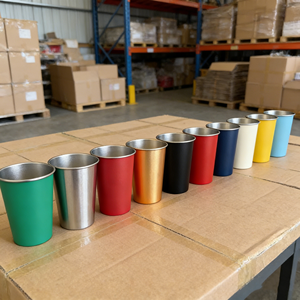 Gobelets en métal de 16 oz, vente en gros, gobelets jetables de 2 oz (60 ml) pour fêtes, boissons, jus, gobelets filetés pour bière, vin, eau, gobelets pleochroïques colorés personnalisés - Product Image 1