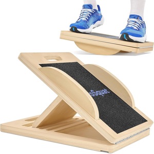 Planche d'équilibre en bambou et pin, pédale inclinée en bois, surface antidérapante pour l'entraînement physique et les exercices d'étirement - Product Image 1