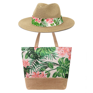 Maldiven Zomertas <span class=keywords><strong>N</strong></span> Hoed Bijpassende Bedrukte Reis Strand Vrouwen Handtas En Hoed Sets - Product Image 5