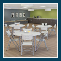 Nouvelles tables de banquet rondes pliables en plastique, sur mesure, pour réceptions de mariage, meubles de salle à manger CE.